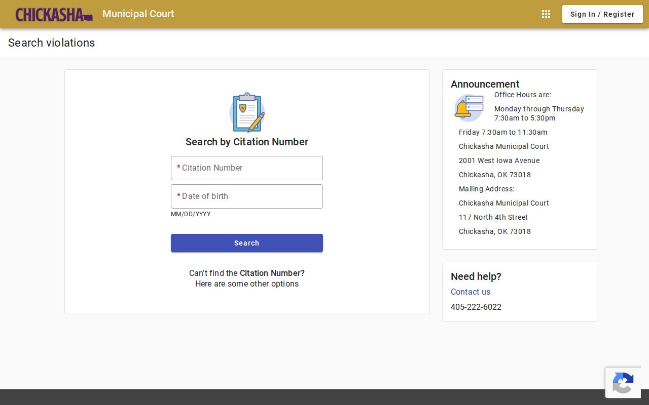 Chickasha municipal warrant search modes for Grady County