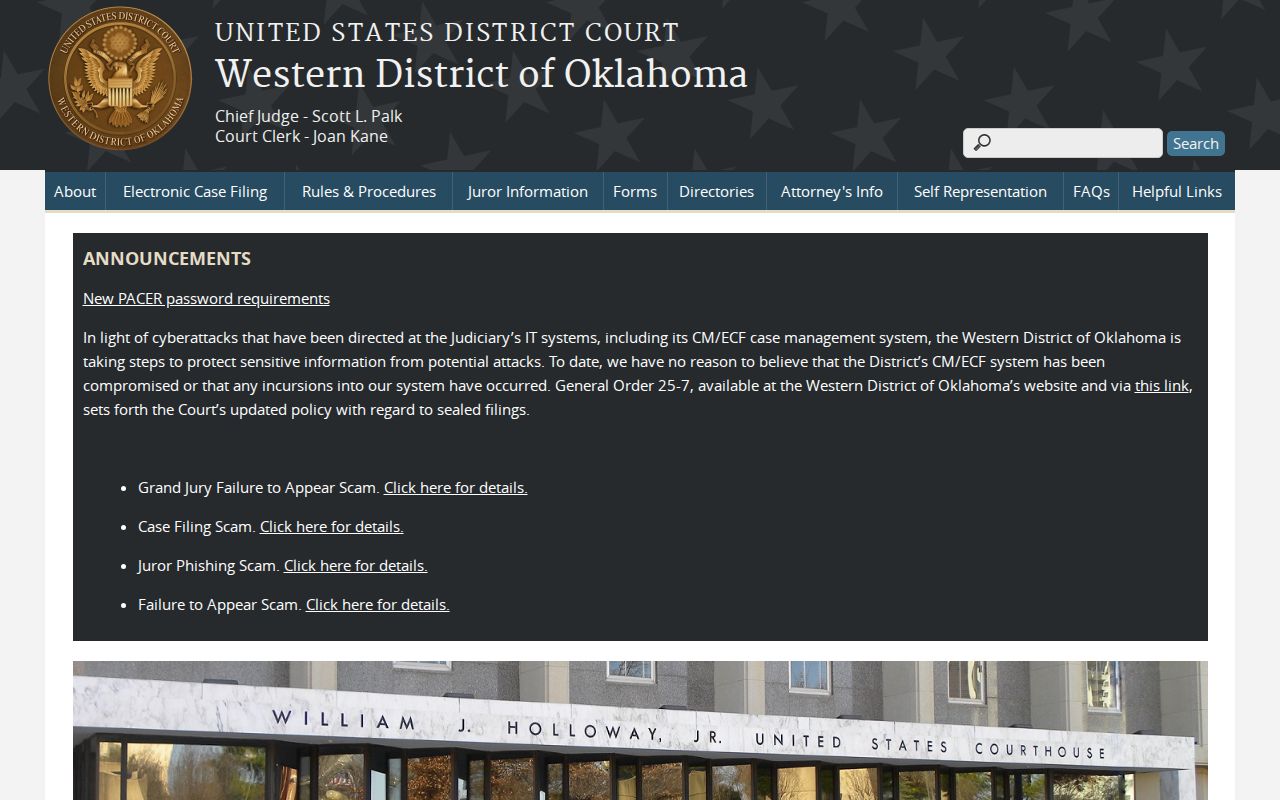 Western District federal route separate from Grady County warrant records