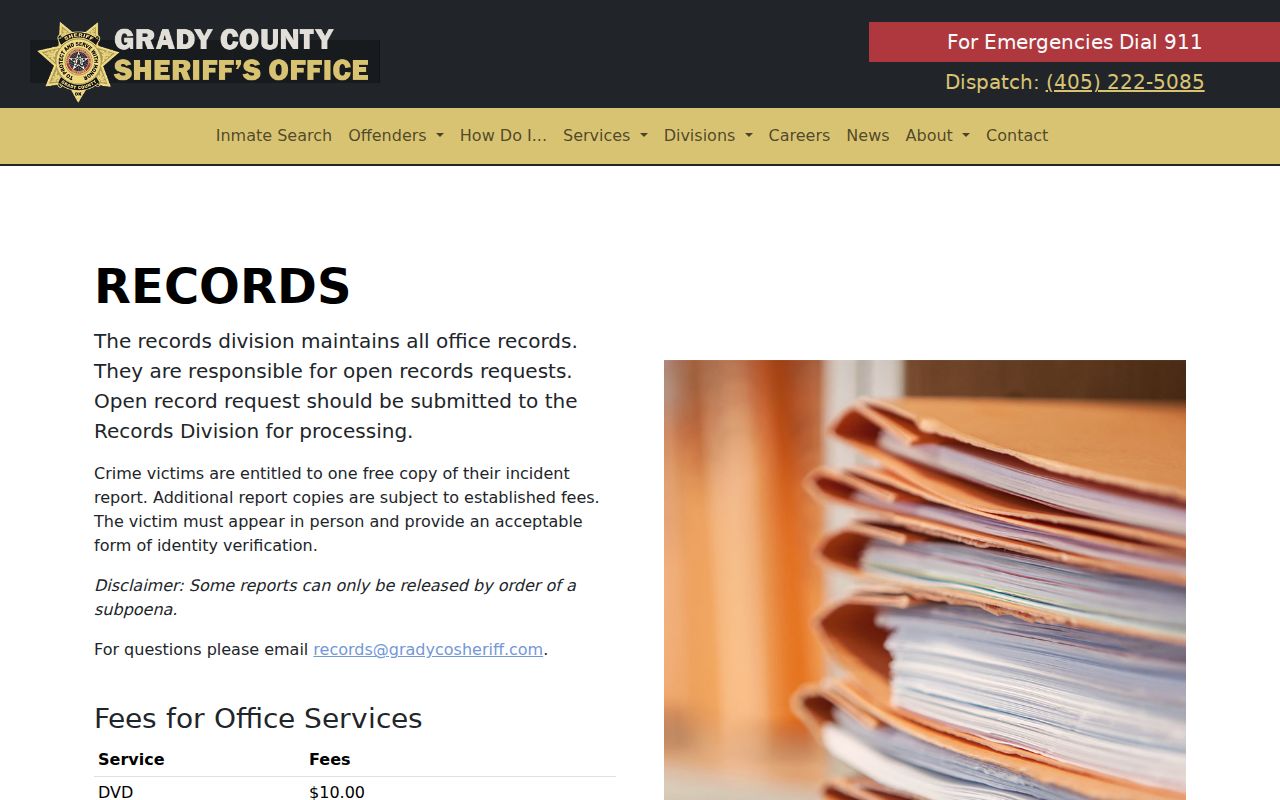 Grady County warrant records request form source
